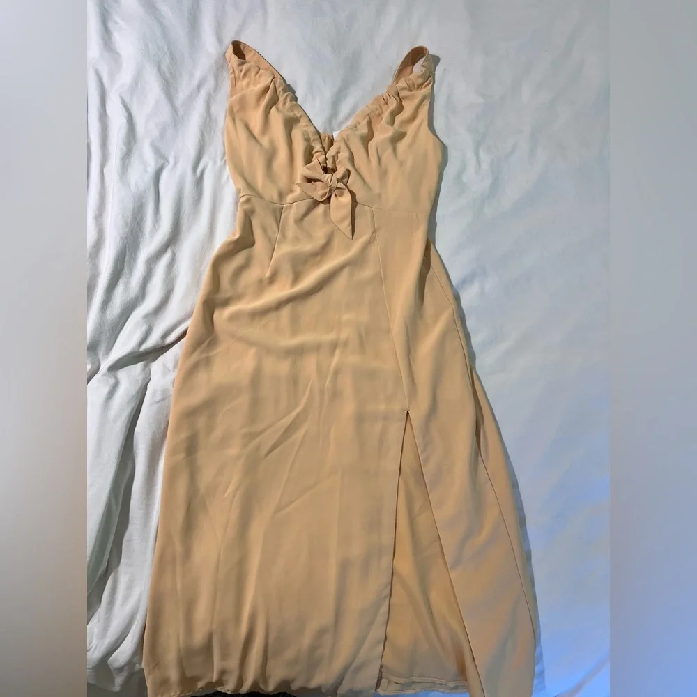 NWT A&F plunged neck slip midi dress size Medium petite in orange - Picture 2 of 9